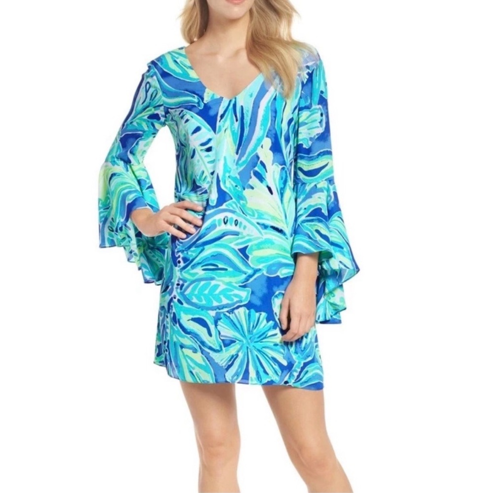 Lilly Pulitzer Rosalia dress Beckon Blue Palm Passage Print size: 4